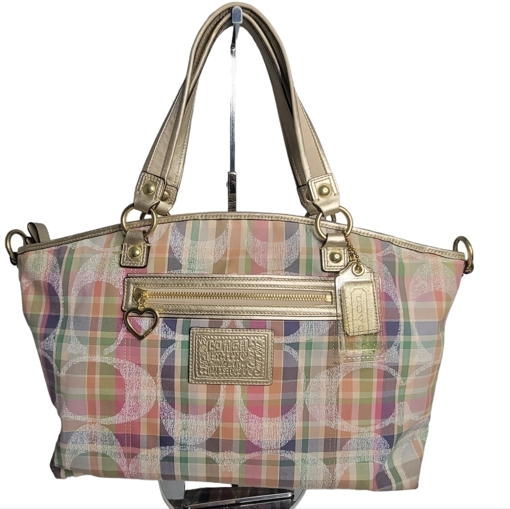 COACH Poppy Daisy Madras Large Satchel Bag